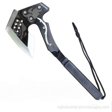 Professional survival and camping chopper with leather sheath